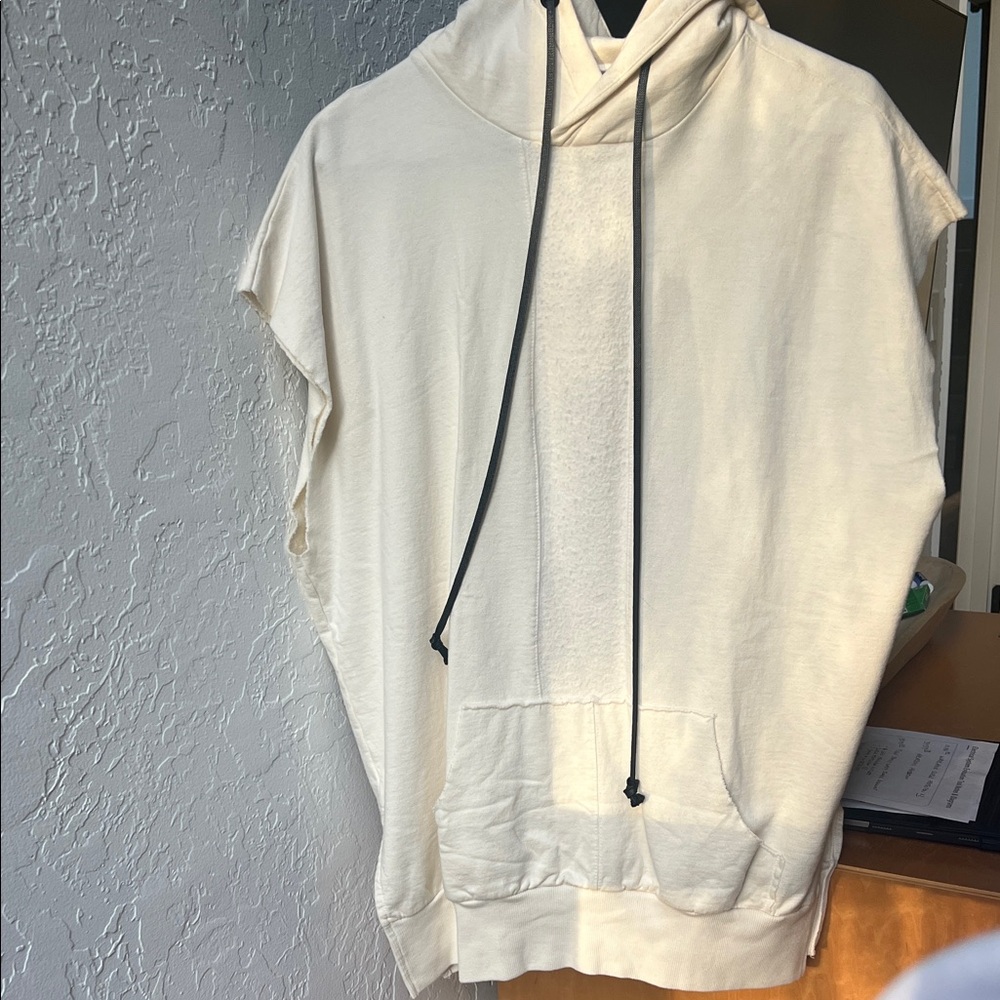 Men's Cream and brown Sleeveless Hoodies